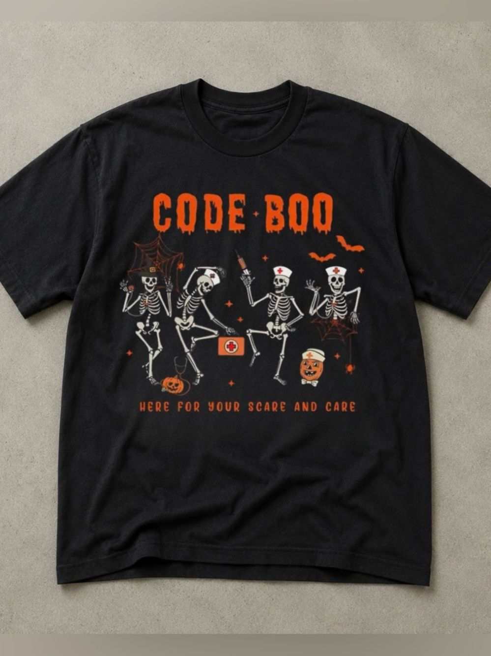 Halloween Skeletons Nurse Code Boo Spooky Season T-shirt